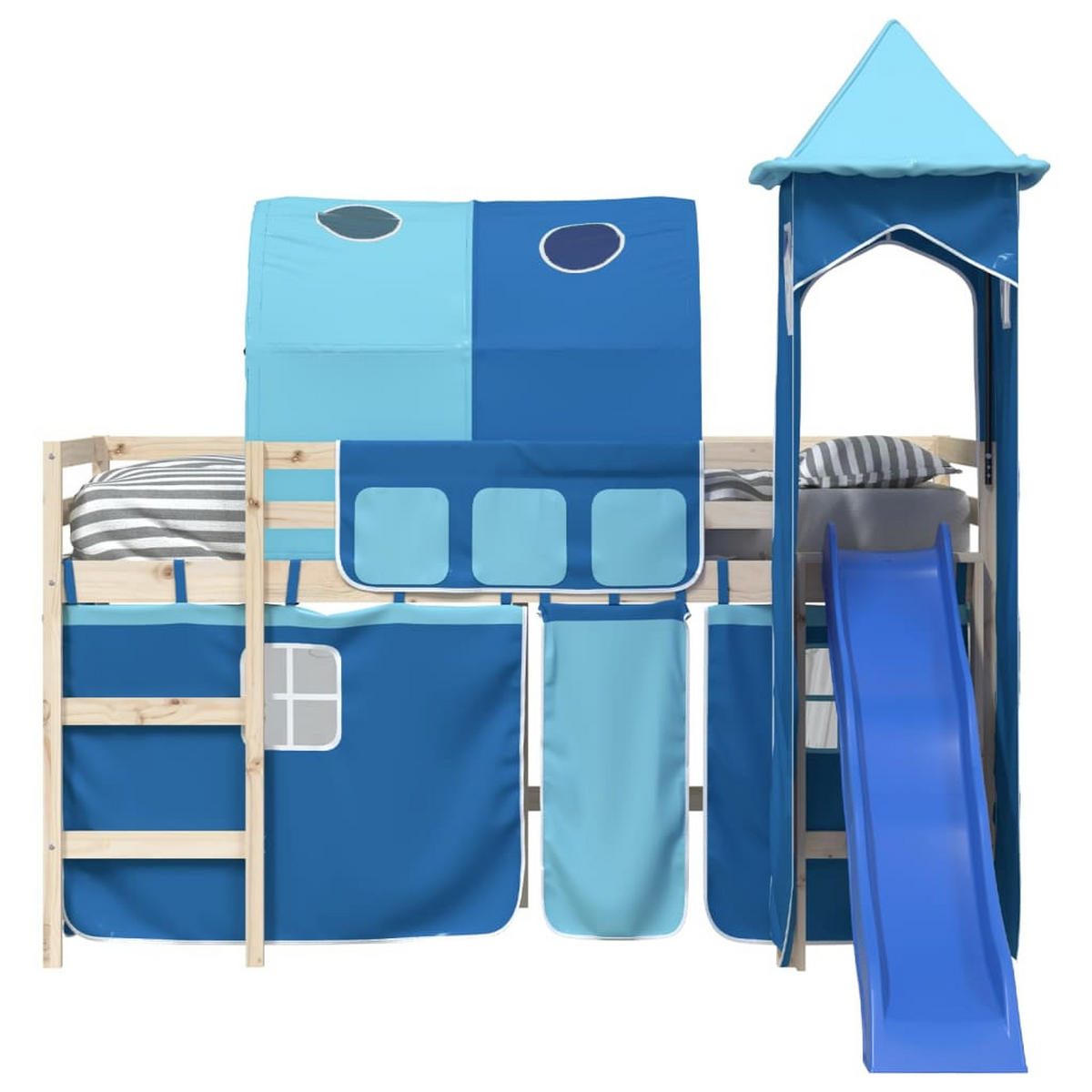 VORHÄNGE Für Hochbett Mit Tunnel Und Turm Blau - Blau, Textil - vidaXL