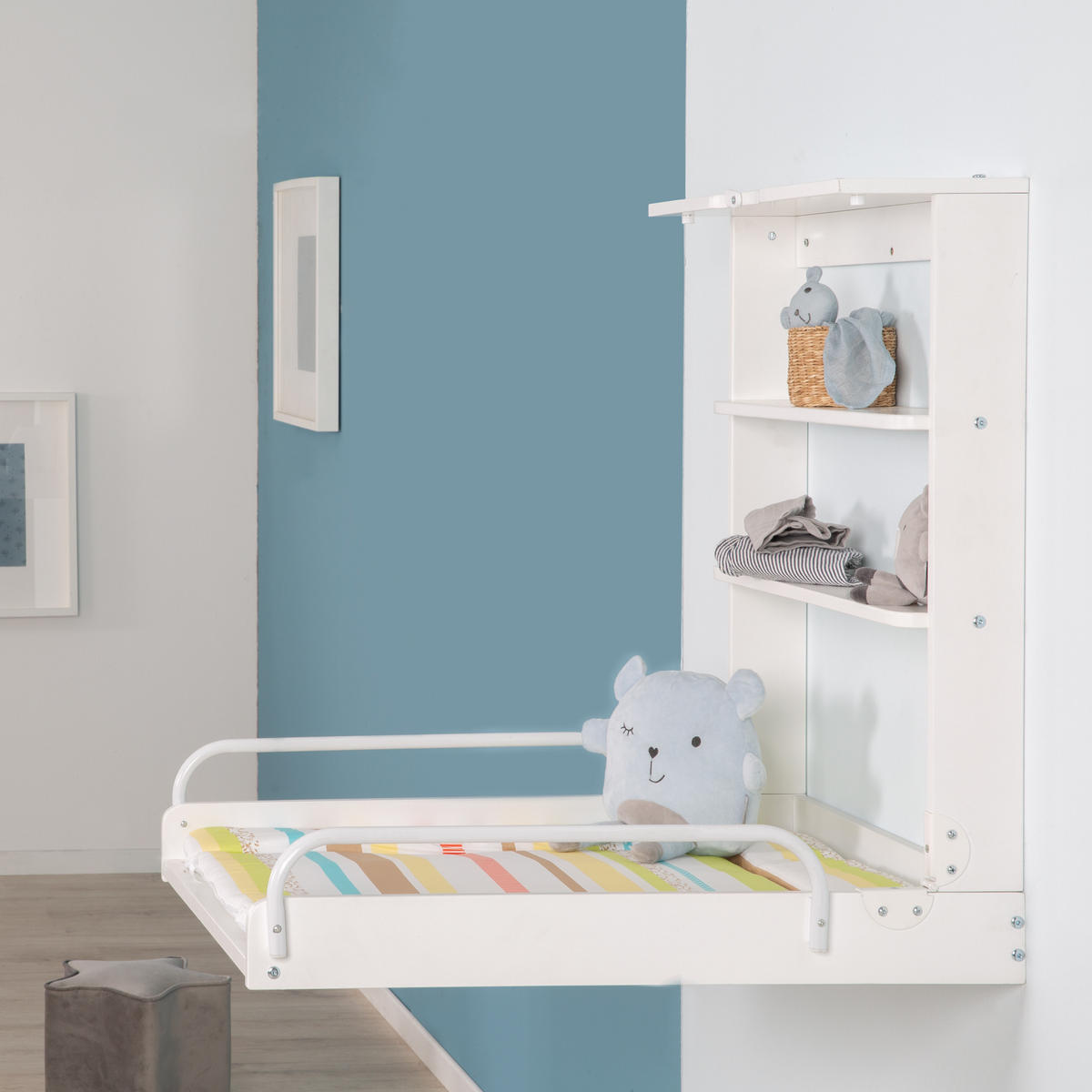 WANDWICKELREGAL Dschungelbaby - Weiß, Holzwerkstoff (66.5/78/76.5cm) - Roba