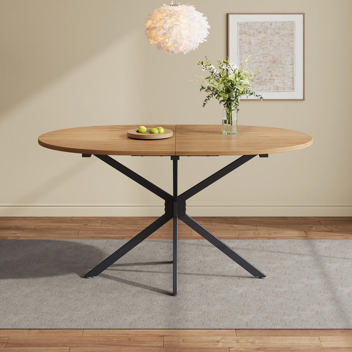 ESSTISCH 120/80/75,5 cm in Natur aus MDF mit Kreuzbeinen - Naturfarben, Holzwerkstoff (80/120/75.5cm) - Flora Grace