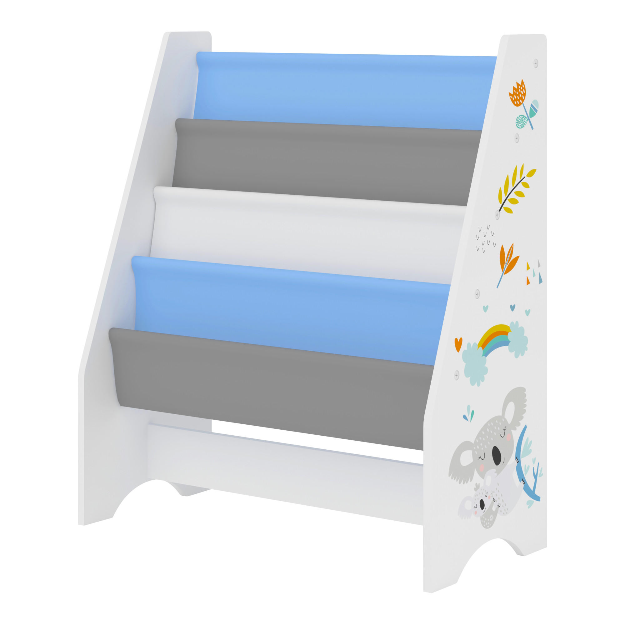KINDERREGAL Fisterra - Blau/Weiß, Holzwerkstoff/Textil (62/74/29cm) - [en.casa]