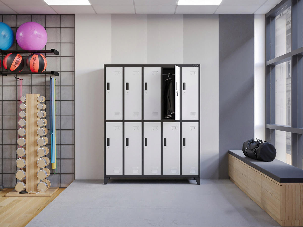 SCHLIESSFACHSCHRANK Bartek - Anthrazit/Weiß, Metall (136/172/45cm) - Jan Nowak