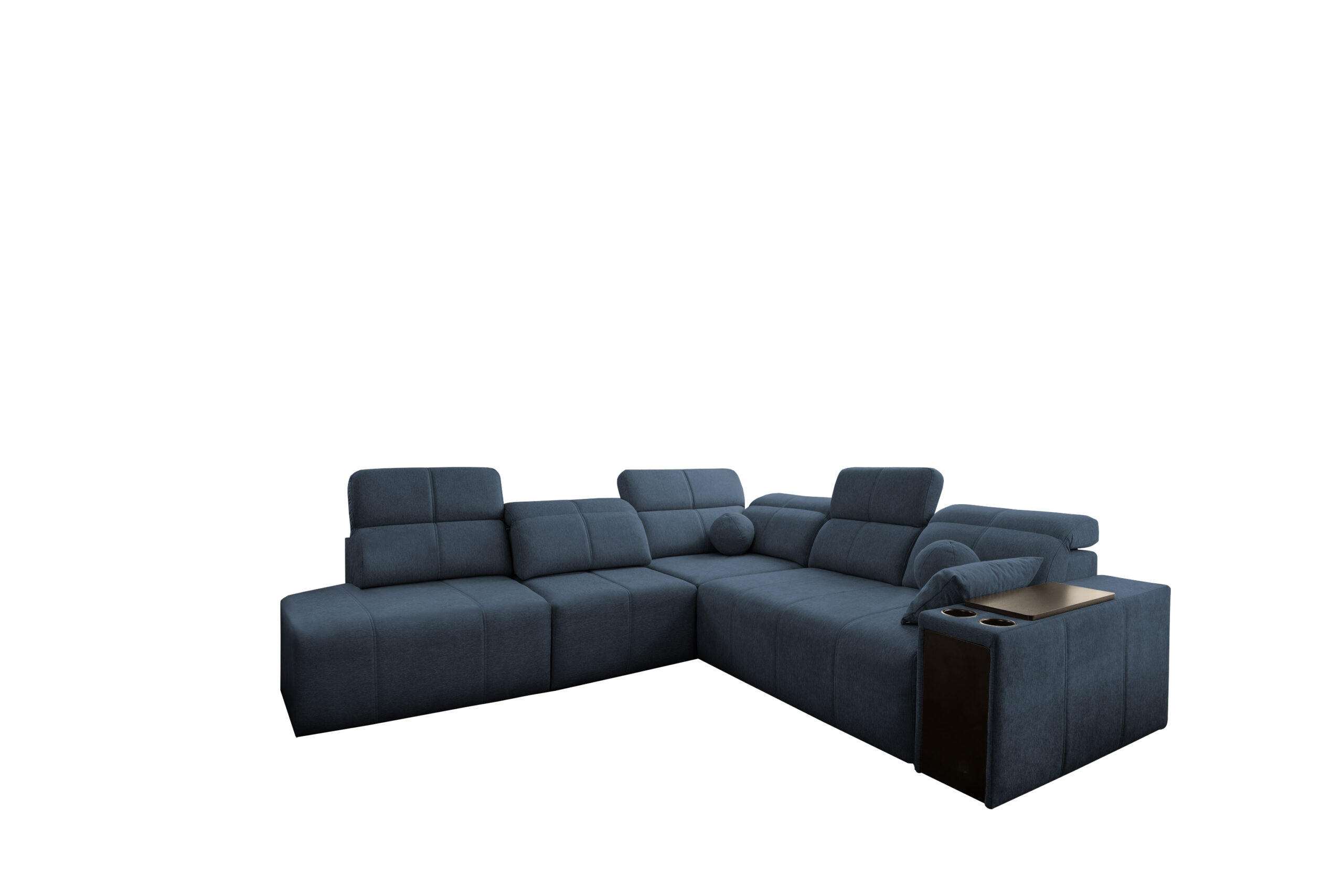 ECKSOFA Mindy IX Mit Schlaffunktion, Verstellbarer Rückenlehne Stoff Verita Blau Links - Blau, Holz (288/300cm) - Kaiser Möbel