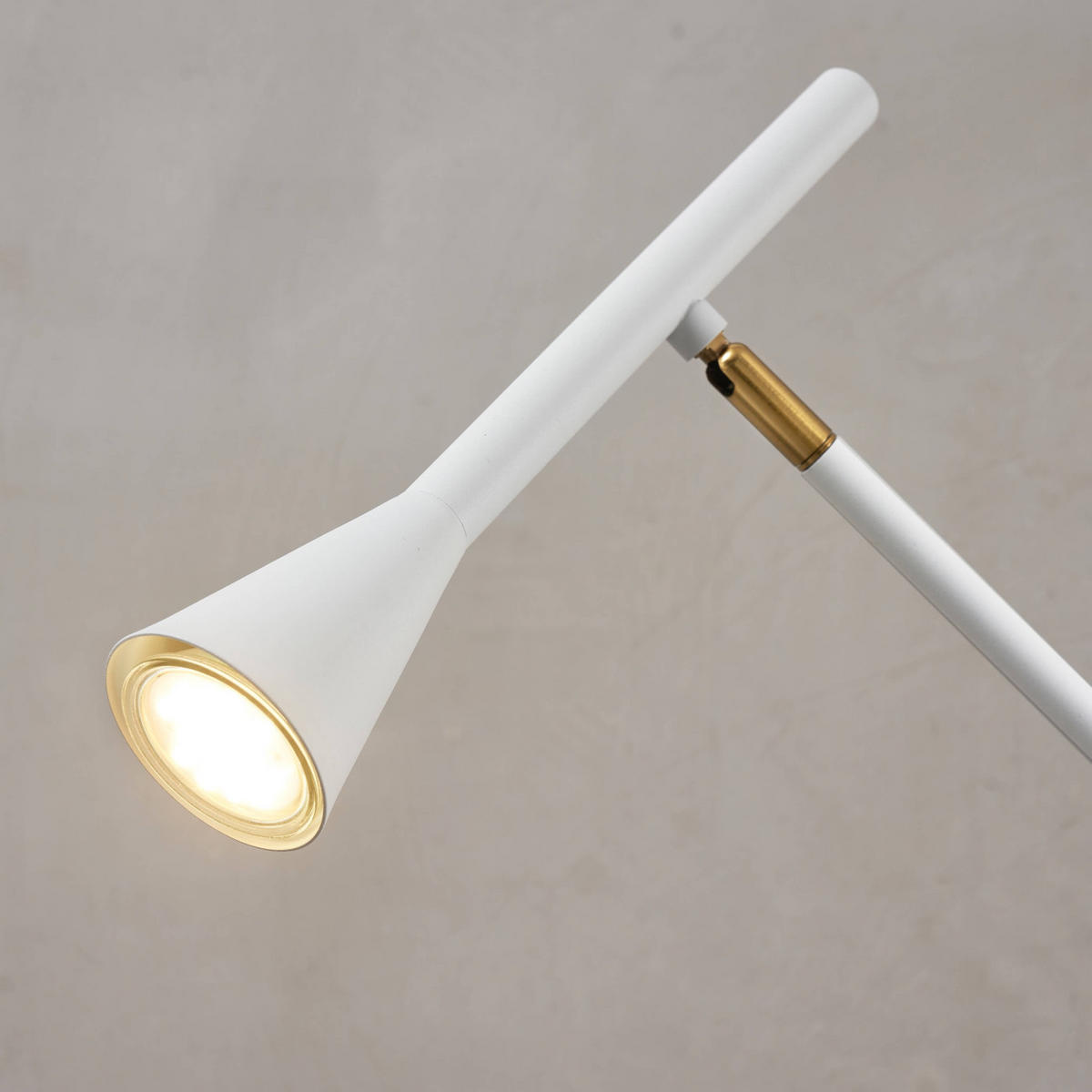 STEHLEUCHTE Holen, Weiß und Gold, 150cm - Goldfarben, Metall (41/20/150cm) - KOSILUM