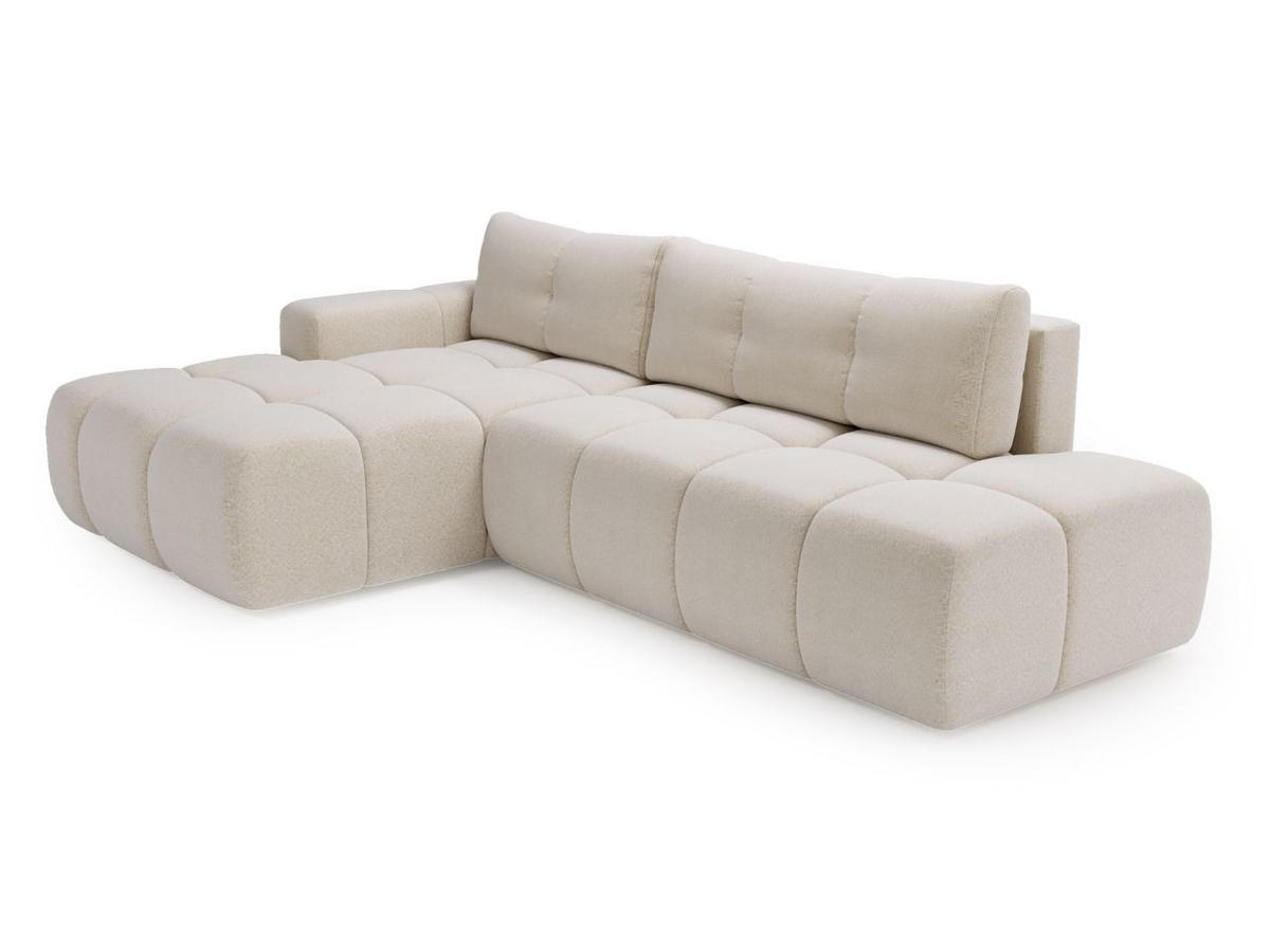 ECKSOFA Montero Bouclé-Stoff Creme Links - Creme, Holz/Textil (280/177cm) - Graingold