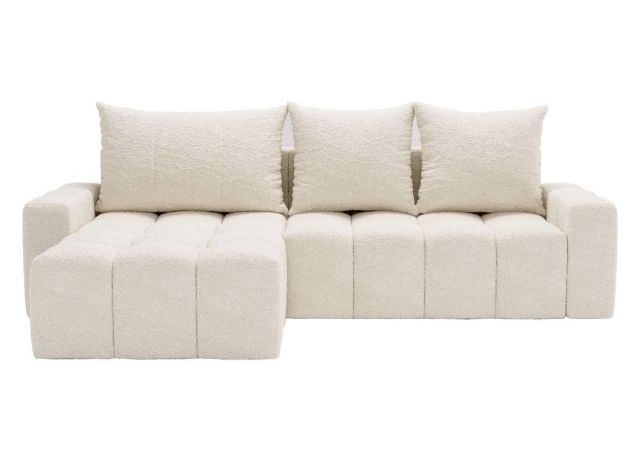 ECKSOFA Bresso Bouclé-Stoff Creme - Creme, Holz/Textil (255/168cm) - Graingold