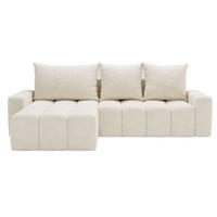 ECKSOFA Bresso Bouclé-Stoff Creme - Creme, Holz/Textil (255/168cm) - Graingold