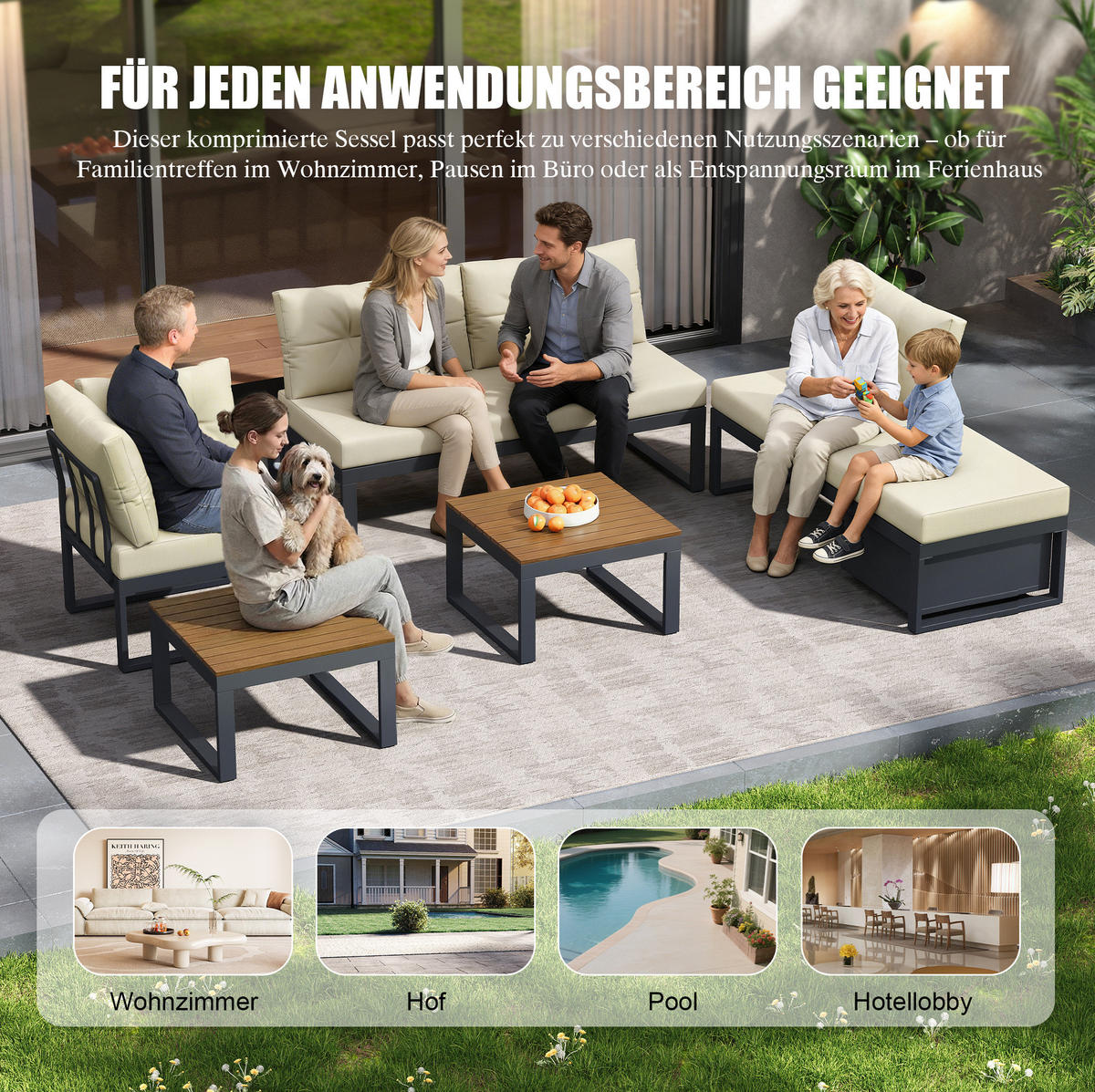 LOUNGEGARNITUR 191,5/79/191,5 cm Beige aus Polyester mit Stauraum und 3-stufiger Verstellung - Beige, Textil - OKMYHOME