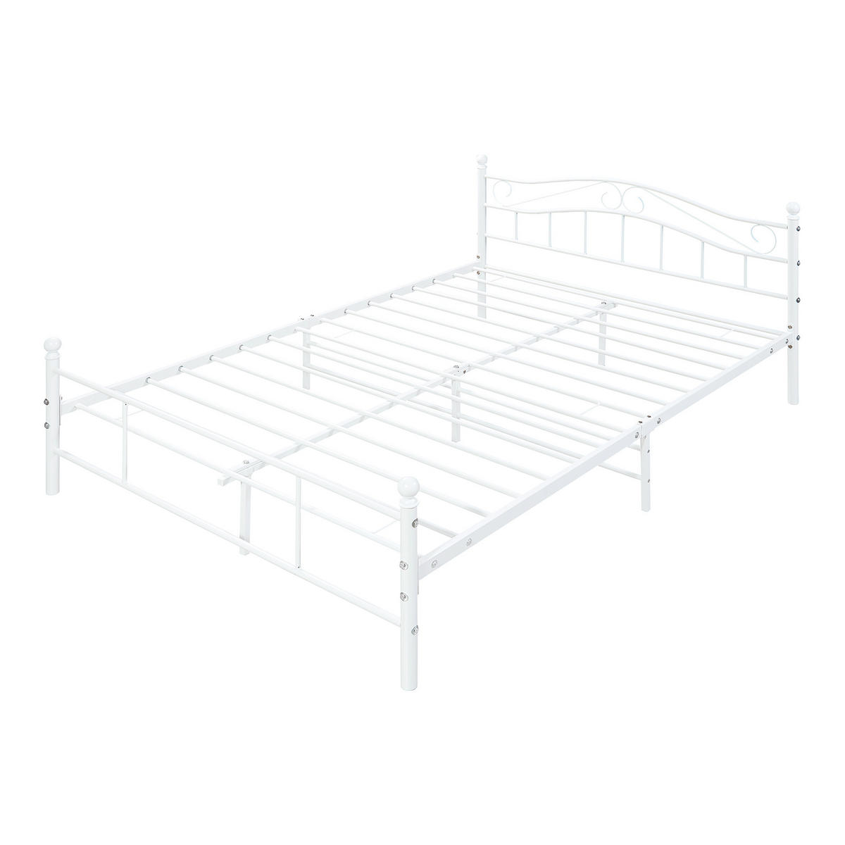 METALLBETT Florenz - Weiß, Metall (140/200cm) - [en.casa]