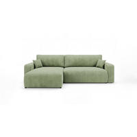 ROHOVÁ pohovka BERLIN levá světle zelená manšestr Poso 47 - funkce spaní, úložný prostor - světle zelená, textil (285/185cm) - Cornero