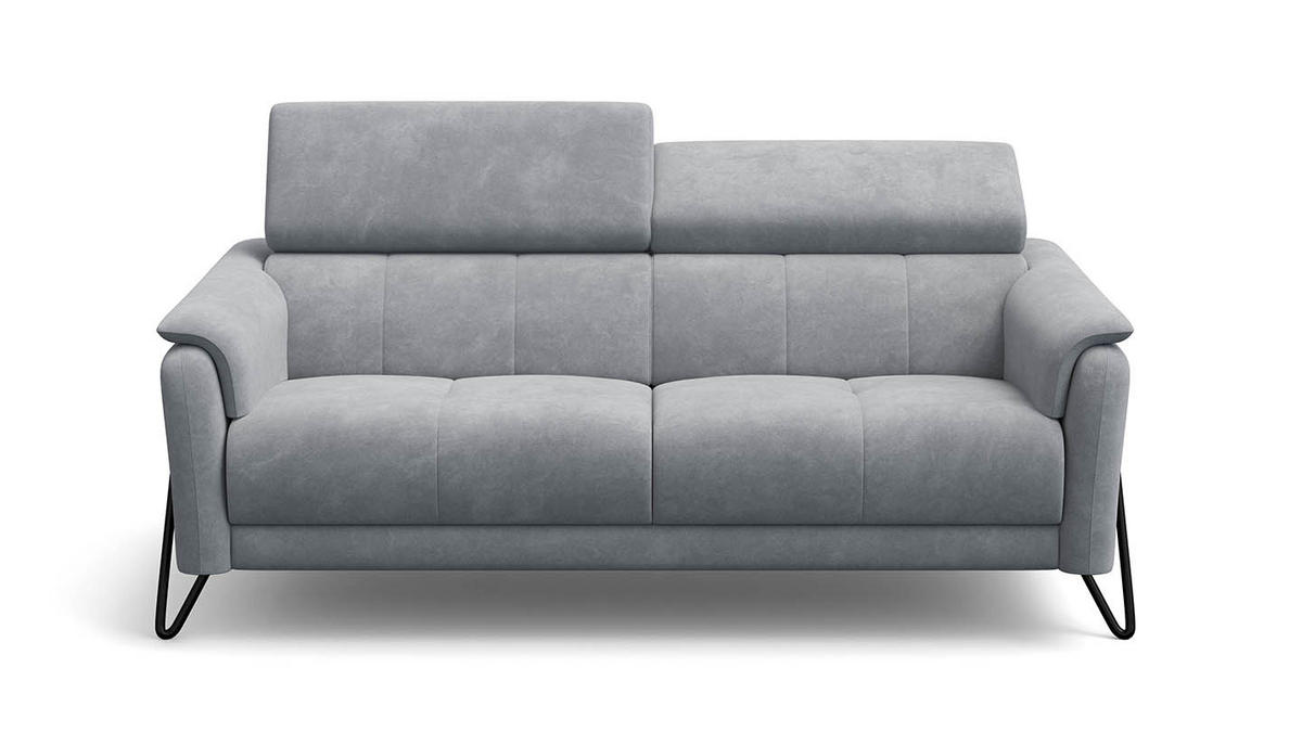 SOFA RODEN 3-Sitzer, hellgrau, Veloursstoff - Hellgrau, Holz/Textil (194/82/103cm) - Wozimo