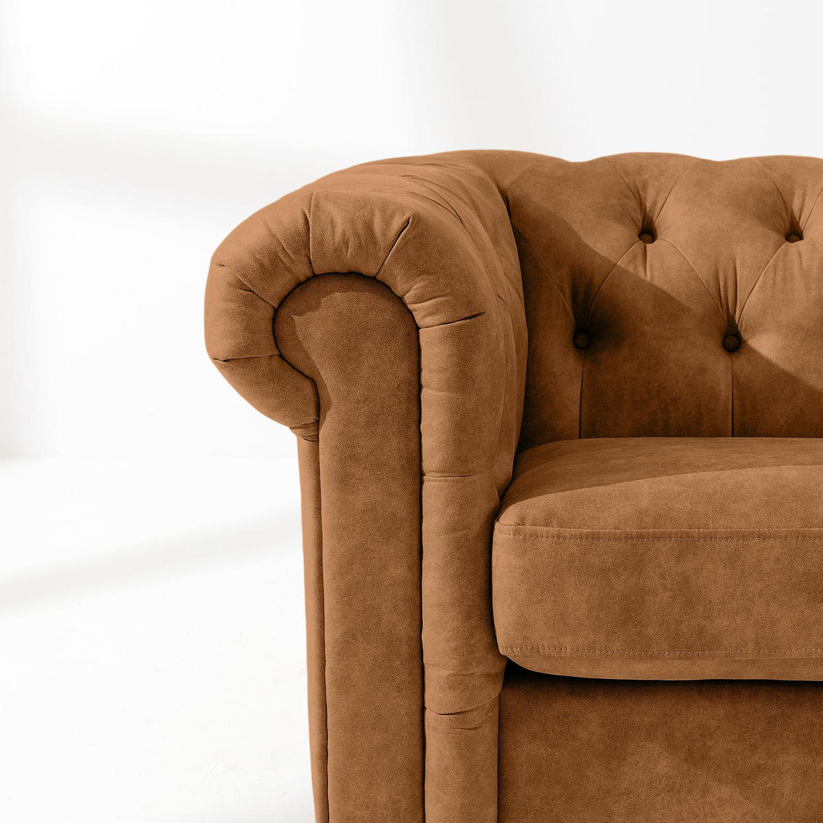 3-SITZER-SOFA GRAVO Chesterfield, Kunstleder - Wengefarben/Rotbraun, Leder/Holz (202/72/95cm) - KONSIMO®