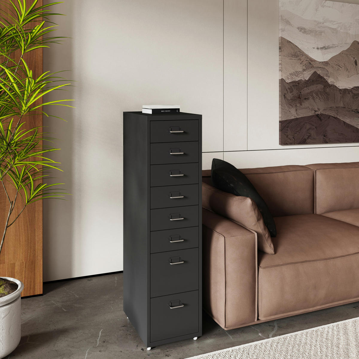 ROLLCONTAINER Kökar - Schwarz, Metall (28/109/41cm) - [en.casa]