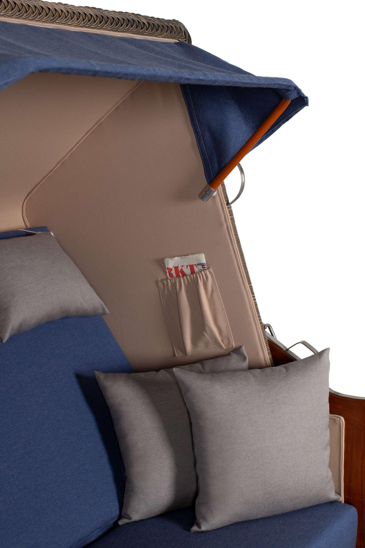 STRANDKORB Seeblick 2 Sitzer Mahagoni - Blau/Braun, Metall (125/170/80cm) - Mr. Deko