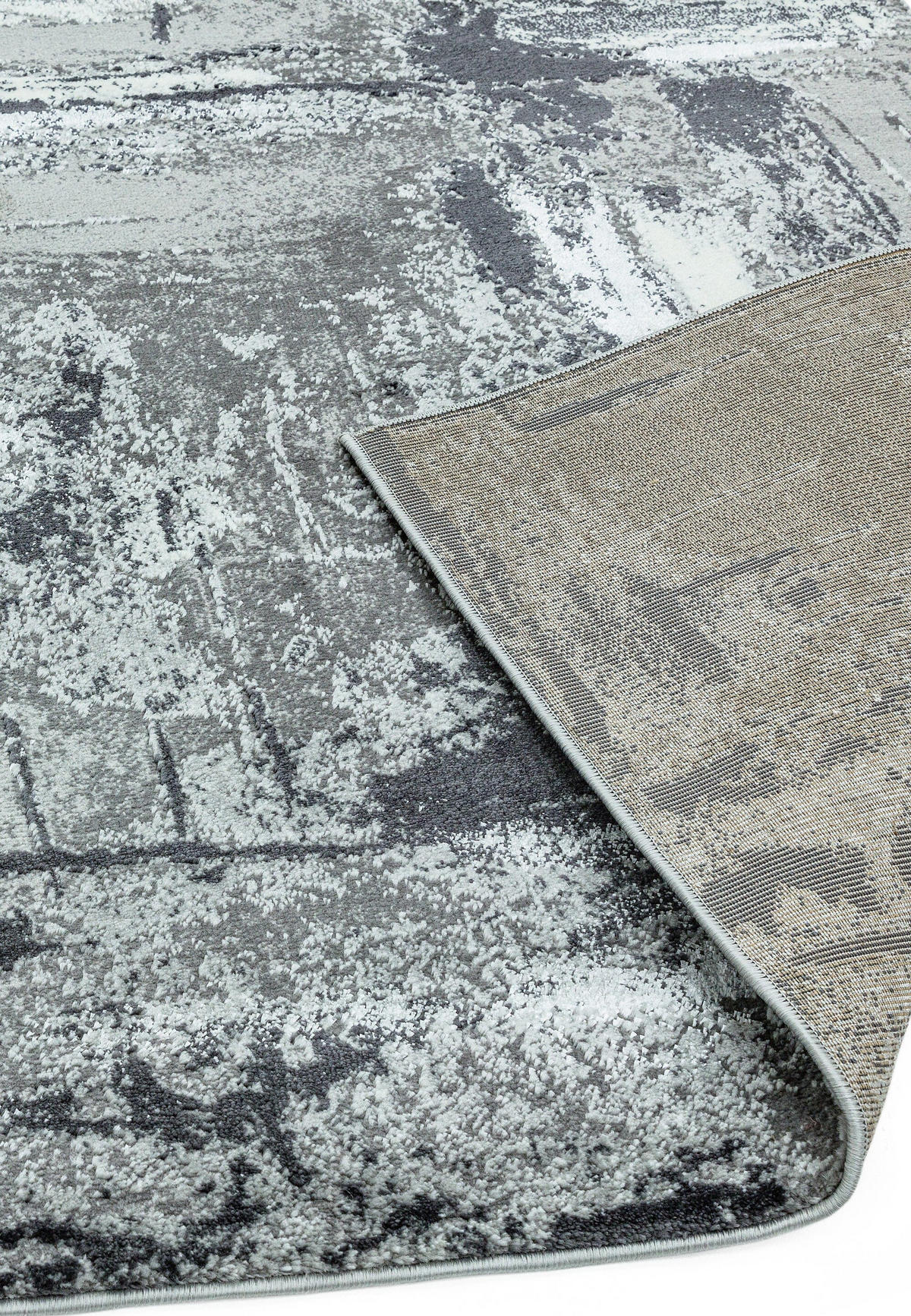 TEPPICH Velours abstrakt mit Metallic-Akzenten Stadtmuster pflegeleicht PARMA-Felino, Silbergrau 200x290 cm - Silberfarben, Textil (200/290cm) - KADIMA DESIGN