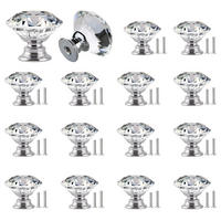 SCHRANKKNOPF Kristall 16er-Set 30 mm - Transparent, Metall (1.6/3/0.3cm)