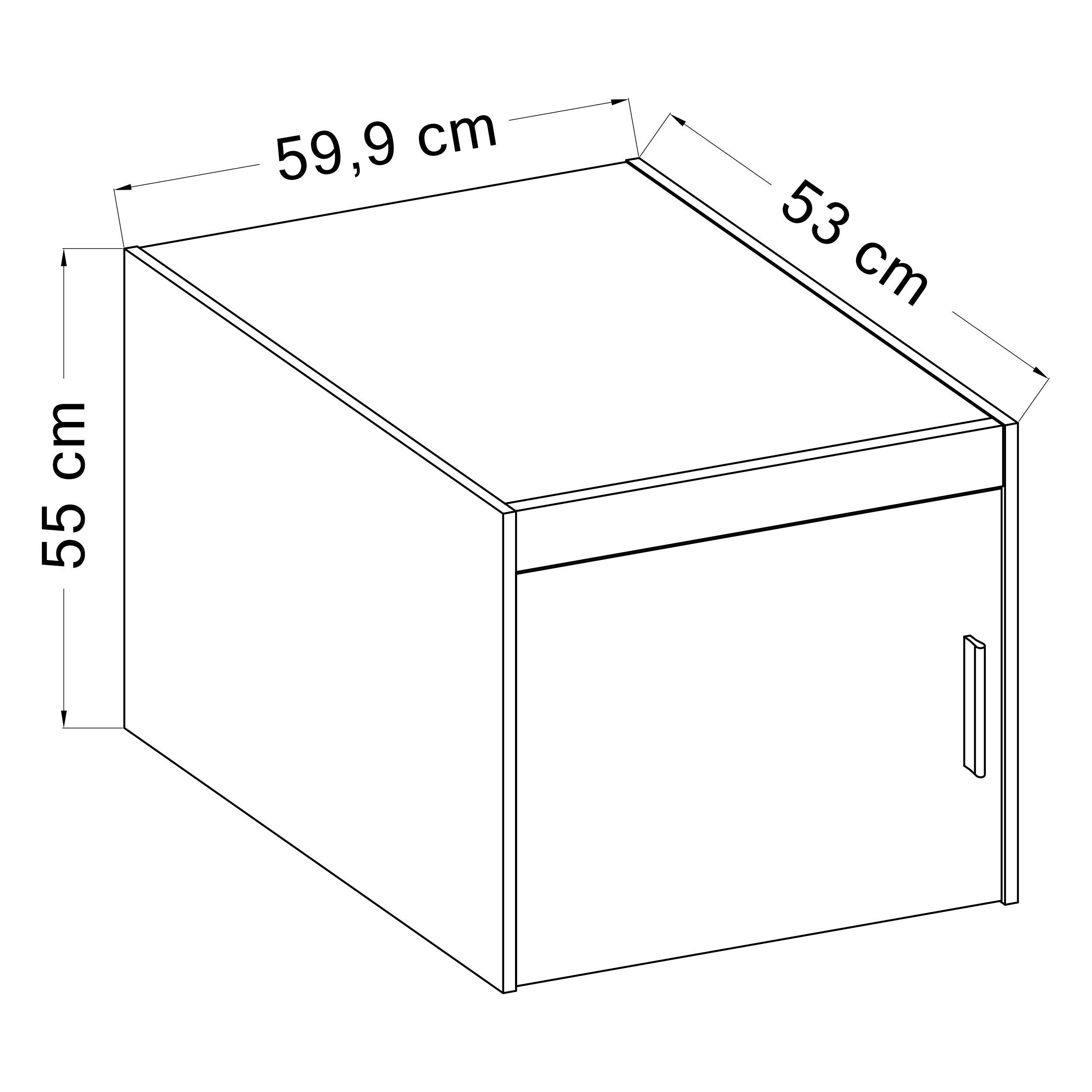AUFSATZSCHRANK Storicos Eiche Lefkas 59,9/55/53 cm - 1T Modern - Braun, Holzwerkstoff/Kunststoff (60/55/53cm) - AX Living