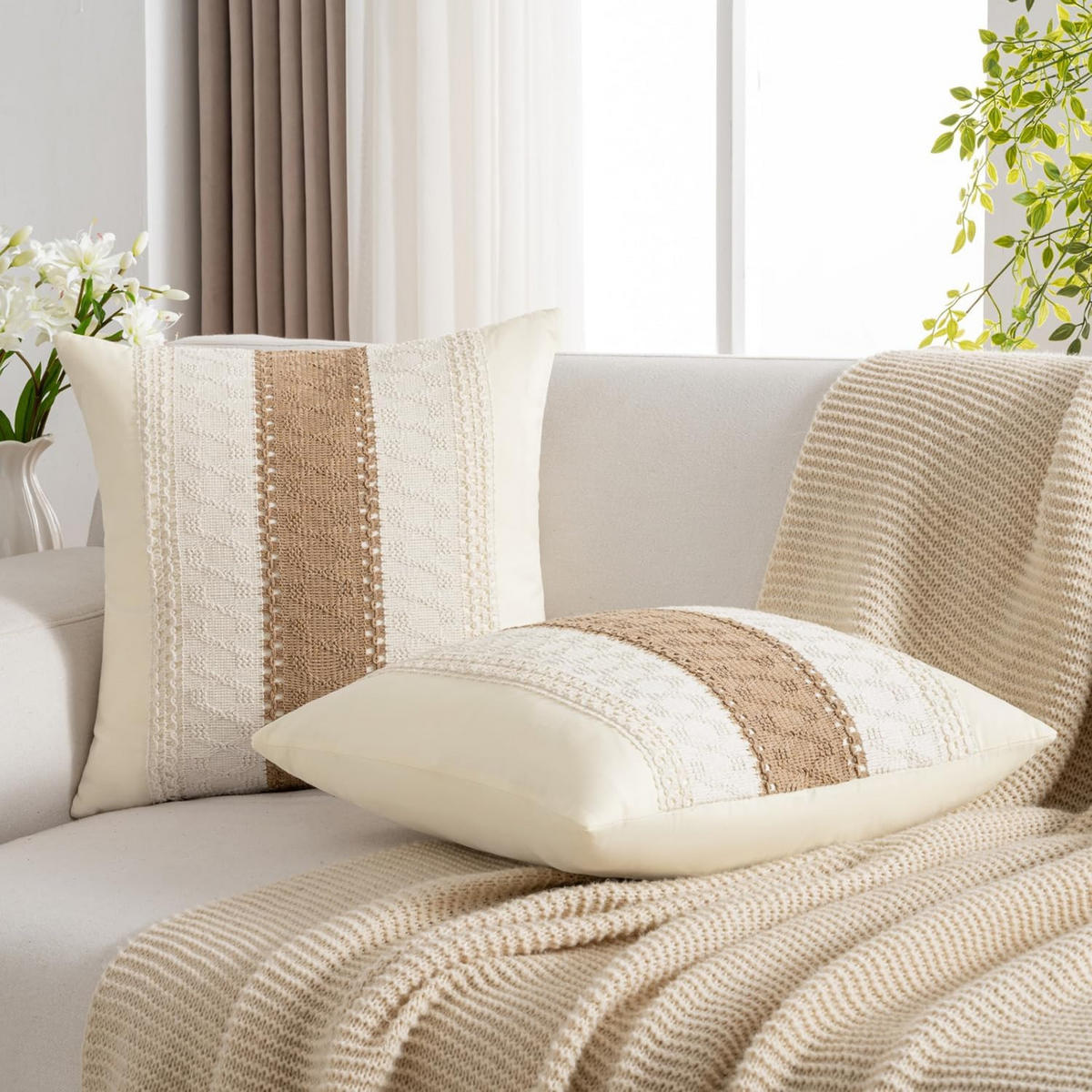 KISSENBEZUG – ohne Füllung – weiß – 45 x 45 cm – 2 Stück - Weiß, Textil (45/45cm)