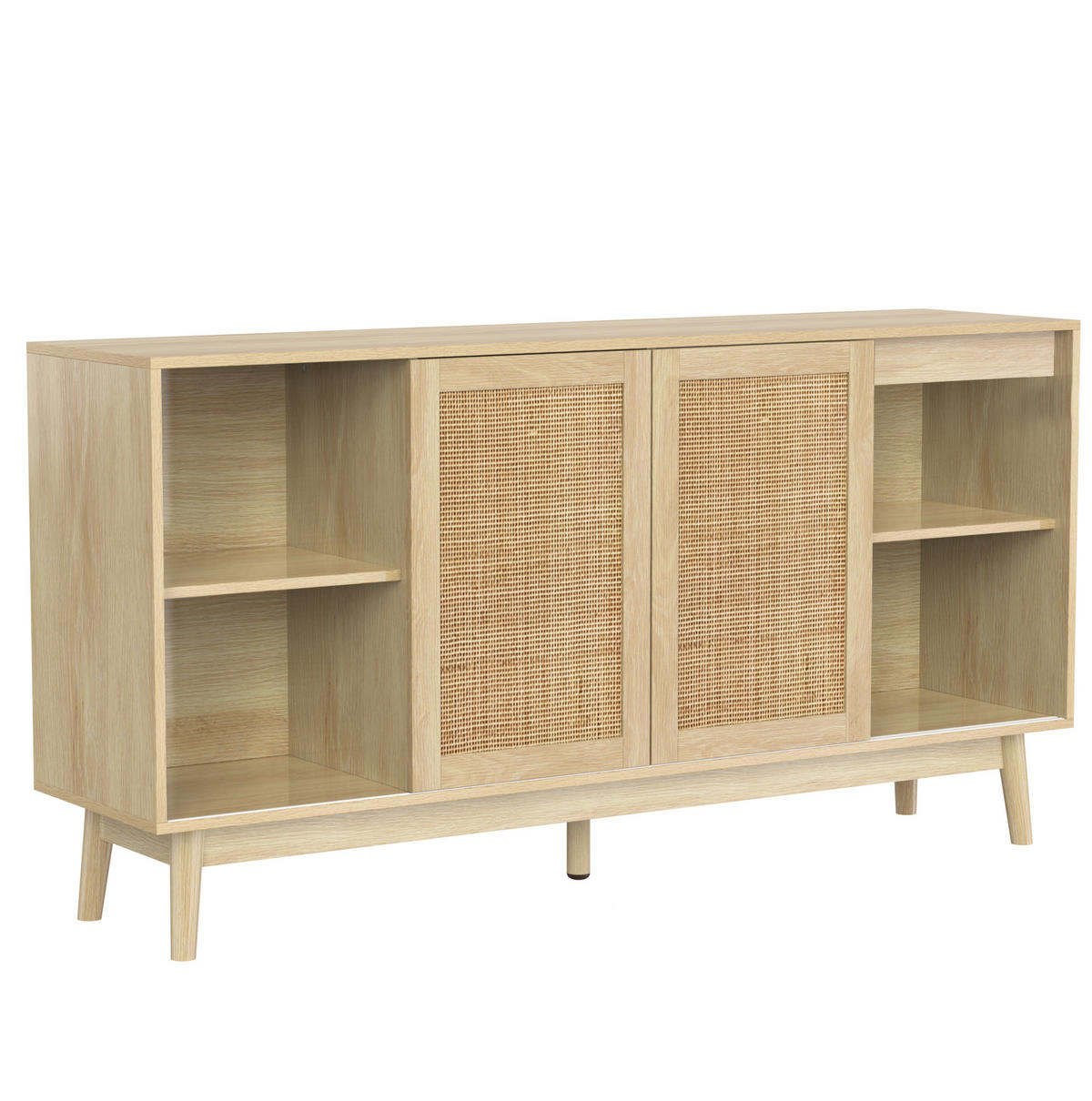 SIDEBOARD 155/38/80 cm Holzfarbe aus MDF und Spanplatte mit Schiebetüren - Naturfarben, Holzwerkstoff (38/80/155cm) - OKMYHOME