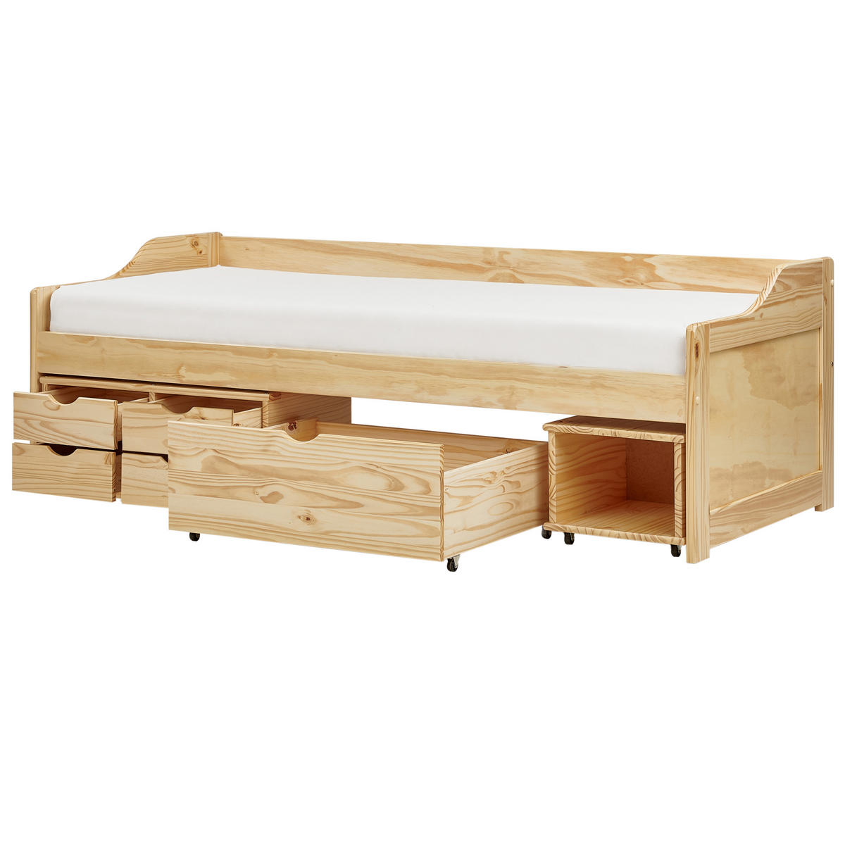 TAGESBETT mit Stauraum 90x200 cm Heller Holzfarbton Royville - Hellbraun, Holz (90/200cm) - Beliani