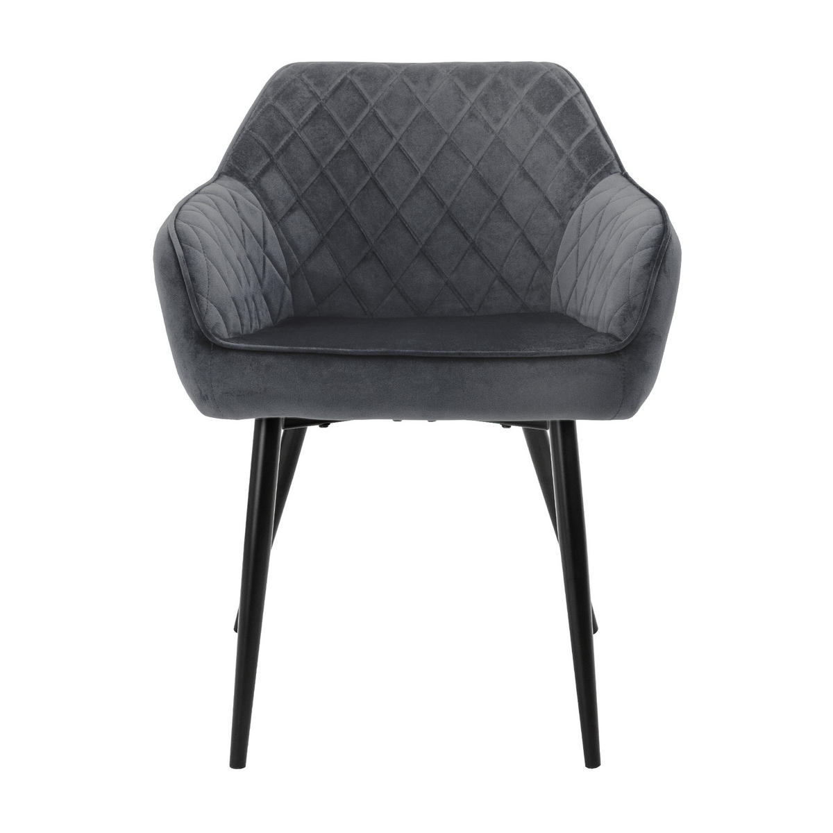 STUHL Samt Anthrazit 6er Set - Anthrazit, Metall (63/80/60cm) - ML-DESIGN