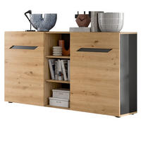 SIDEBOARD Eiche Artisan und Grau, Kommode mit 9 Fächern 130 x 81 cm - Dunkelgrau/Schwarz, Holzwerkstoff/Kunststoff (130/81/37cm) - Inn.Furn