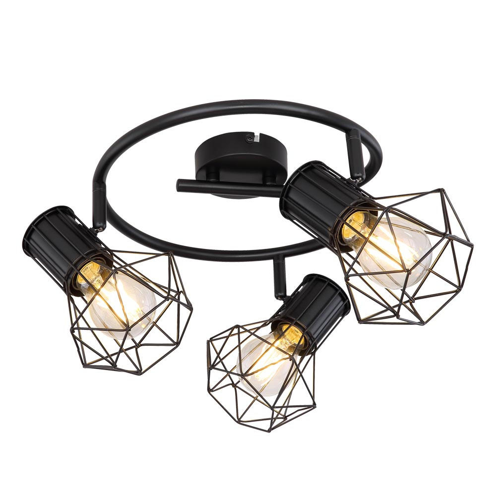 DECKENLEUCHTE Metall Schwarz PRISKA - Schwarz, Metall (28.5/28.5/19cm) - Globo Lighting