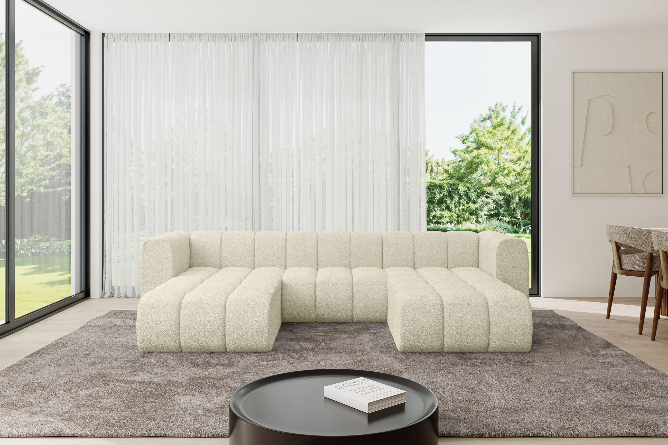 WOHNLANDSCHAFT modulares Sofa Joren-U1 - 319x177x70 cm Beige - Beige, Holzwerkstoff/Textil (319/70/177cm) - ALTDECOR