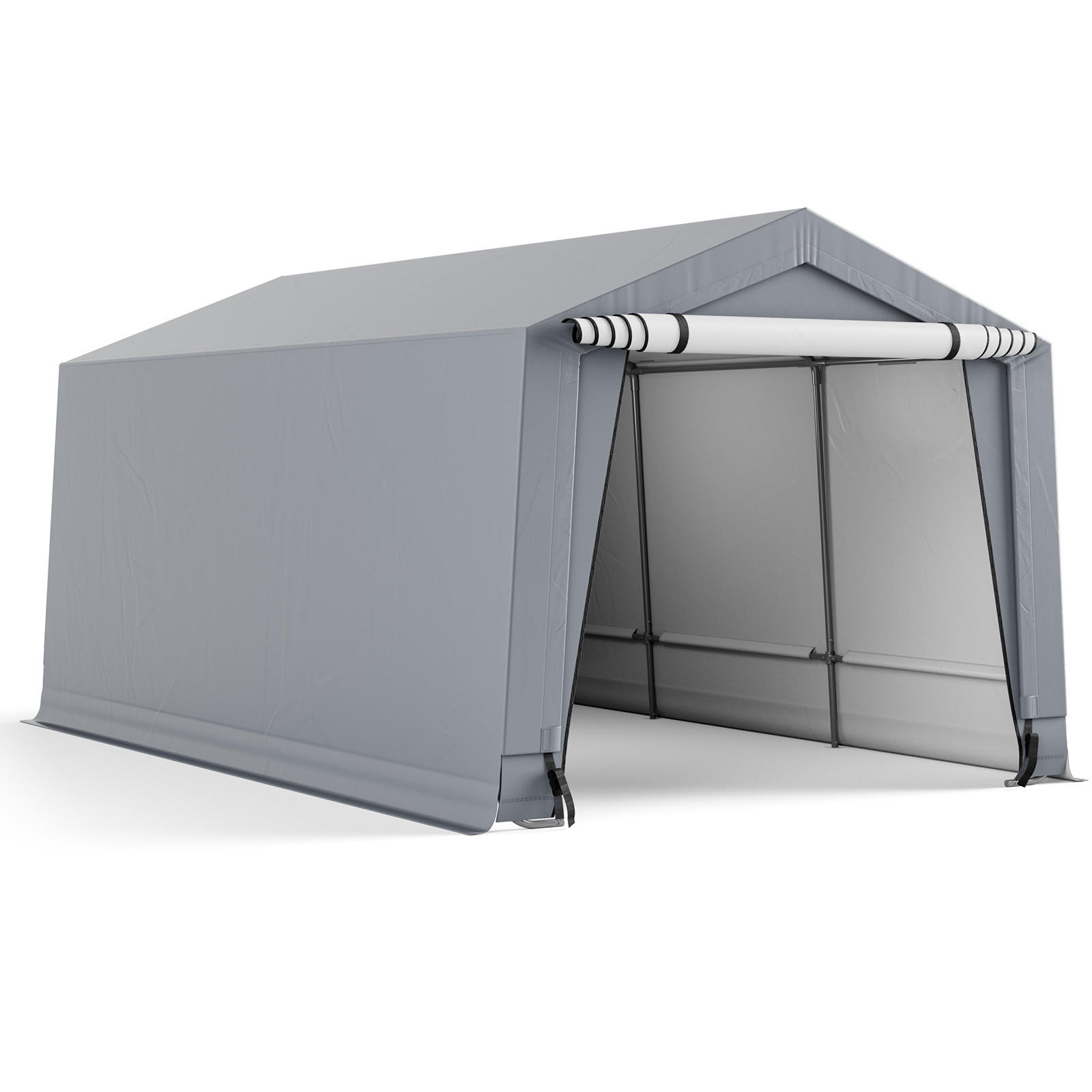 CARPORT Garagenzelt Grau - Grau, Metall (490/245/290cm) - COSTWAY