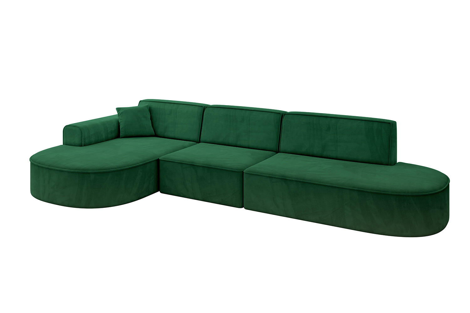 ALTDECOR ROHOVÁ SEDACÍ SOUPRAVA s otomanem vlevo MARI-L2 – 328x171x79 cm tmavě zelený velur