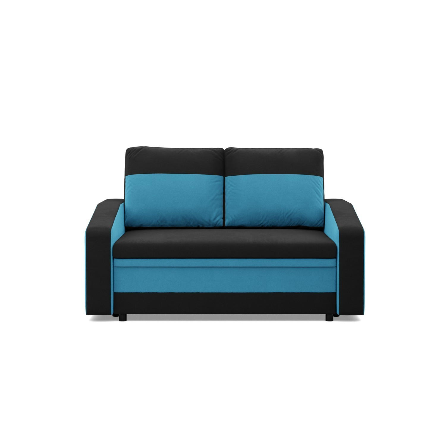 SOFA 2-SITZER MIT SCHLAFFUNKTION ORION, Schwarz + Blau - Blau/Schwarz, Textil (148/90/87cm)