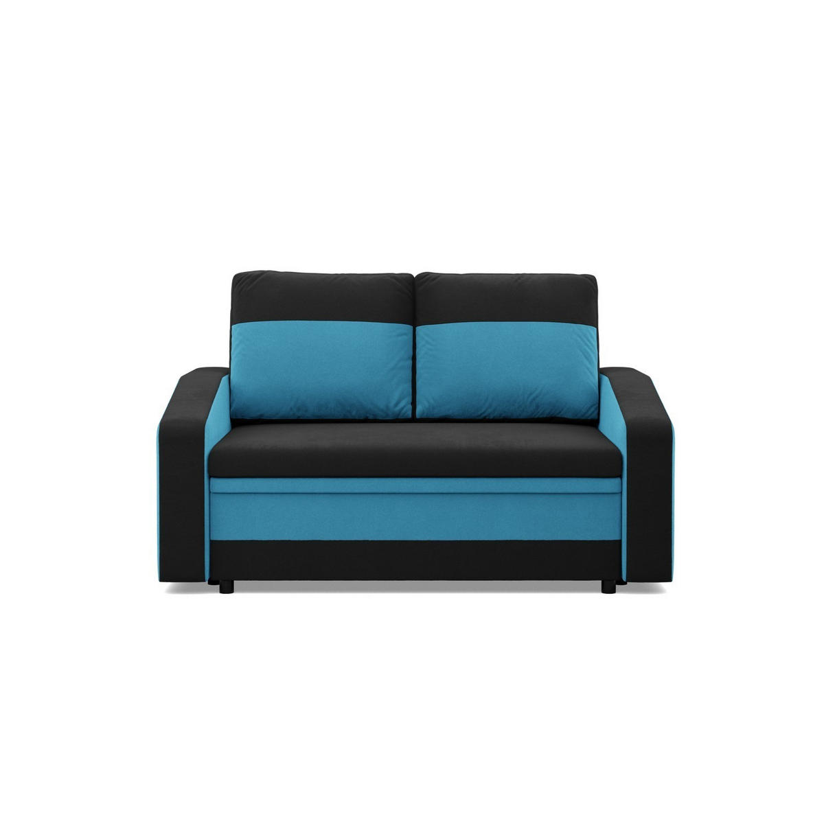 SOFA 2-SITZER MIT SCHLAFFUNKTION ORION, Schwarz + Blau - Blau/Schwarz, Textil (148/90/87cm)