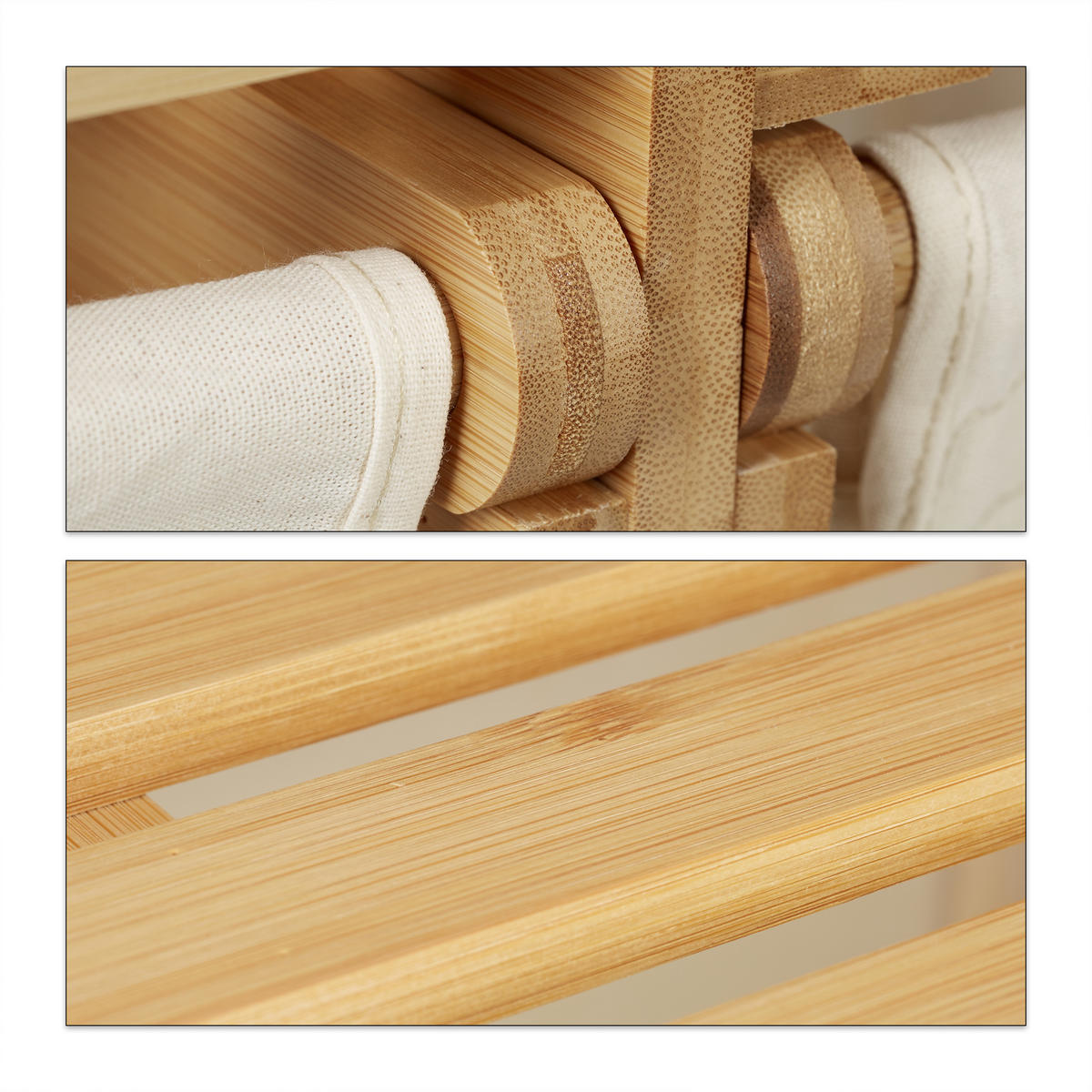 WÄSCHEKORB - Multicolor, Holz/Textil (63.5/73/33cm) - Relaxdays