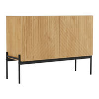 SIDEBOARD 100x40x75 cm, Linien-Design, 2 Türen, Holzfarben - Kastanienfarben, Holz (100/75/40cm)