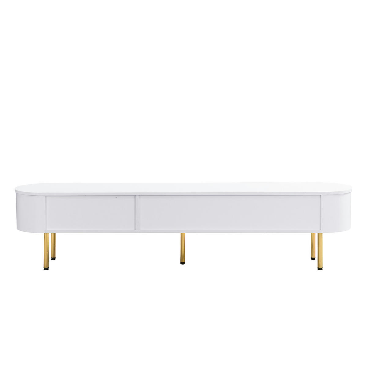 TV-SCHRANK 174/35/41 cm weiß MDF mit goldenen Griffen und zylindrischen Beinen - Weiß, Holzwerkstoff (174/41/35cm) - OKWISH