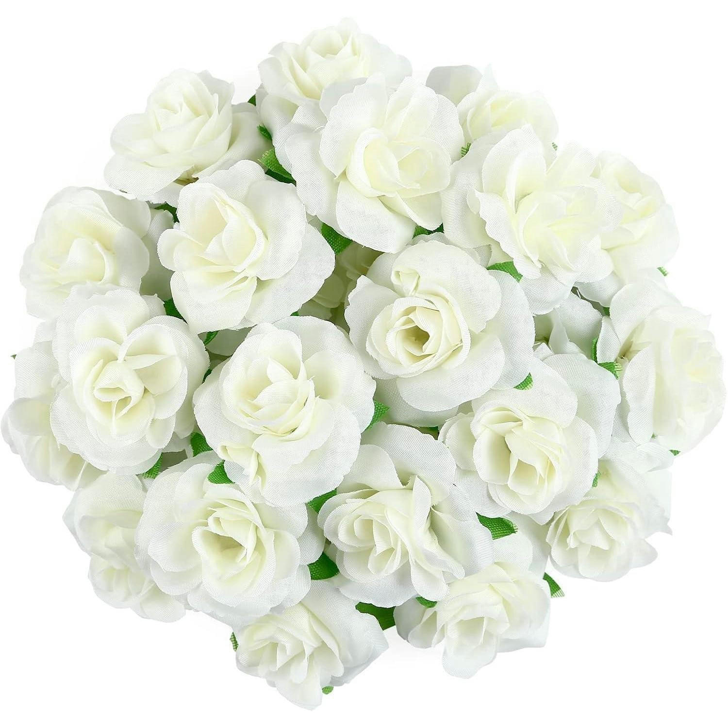 KUNSTBLUMEN Rosenköpfe 50-teiliges Set Hellgelb 4 cm - Weiß, Kunststoff (3.5cm)