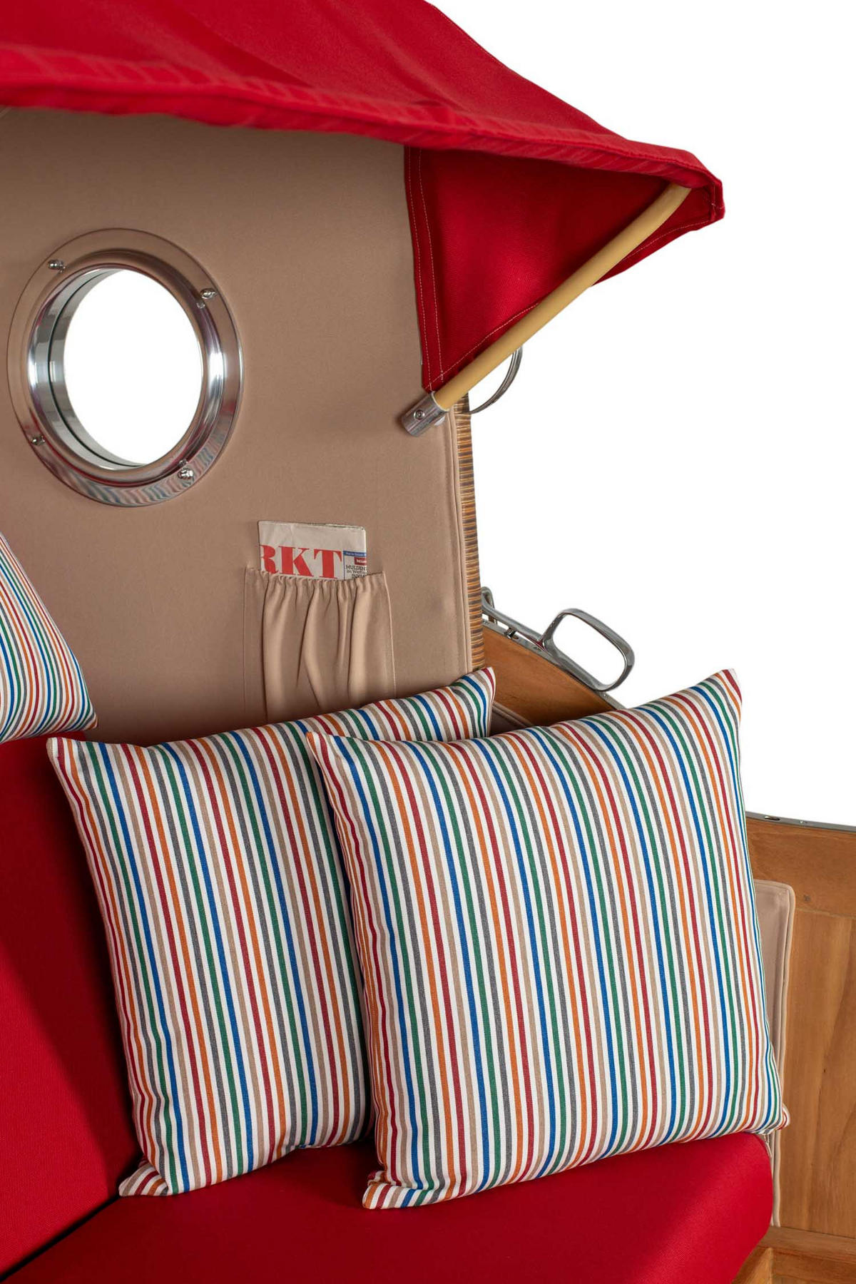 STRANDKORB XXL Düne Grande Teak Banana - Rot/Braun, Metall (142/170/95cm) - Mr. Deko