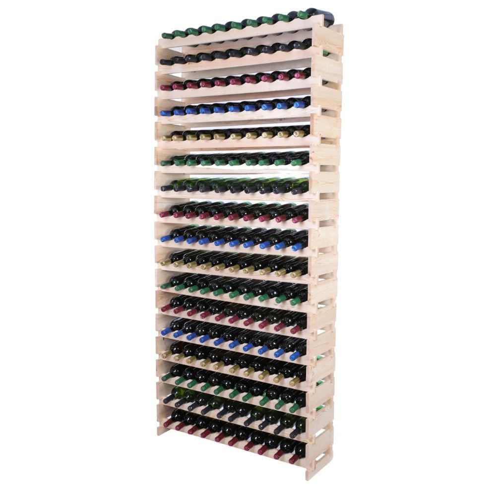 WEINREGAL VINOTECA FLEX PRO HxBxT 233x103x28cm 170 Flaschen auf 17 Ebenen Natur unbehandelt - Naturfarben, Holz (103/233/28cm) - PROREGAL