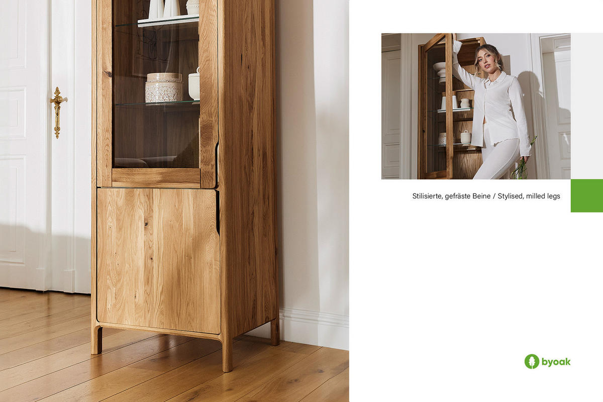 VITRINE PAUL Kernbuche - Kernbuche, Holz (59/188/50cm) - byoak