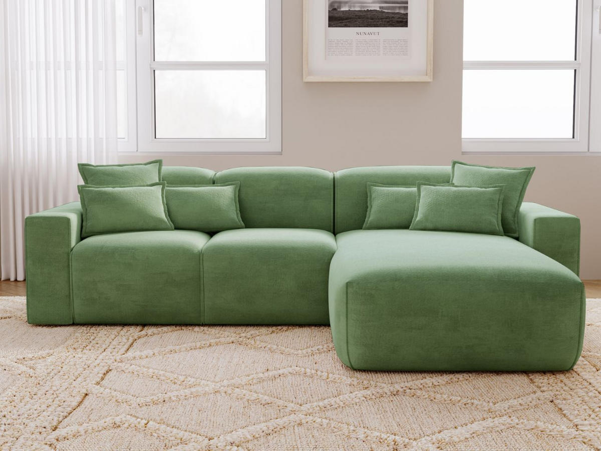 ECKSOFA Leni Grün Rechts - Grün, Holz/Textil (265/180cm) - Graingold