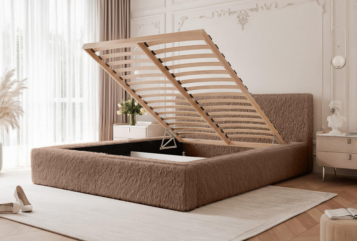 POLSTERBETT FLUMIA 180x200 cm, Braun - Braun, Textil (200/180cm) - Fedve