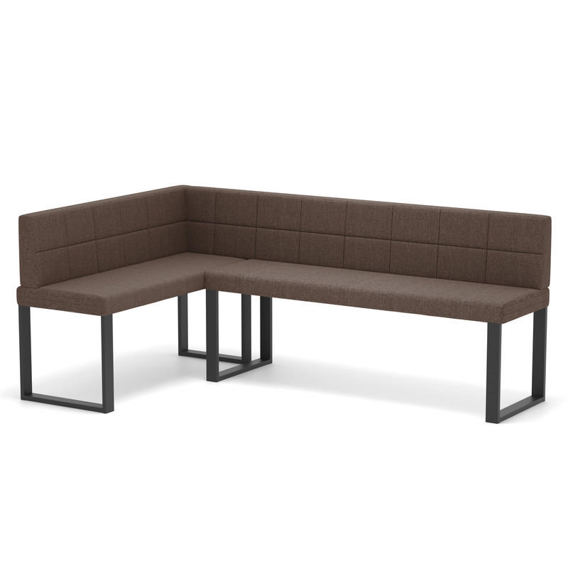 ECKBANK links SANA U Webstoff gesteppt, 142/196 cm Braun - Braun, Textil/Metall (142/196cm) - Idohome