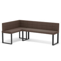 ECKBANK links SANA U Webstoff gesteppt, 142/196 cm Braun - Braun, Textil/Metall (142/196cm) - Idohome
