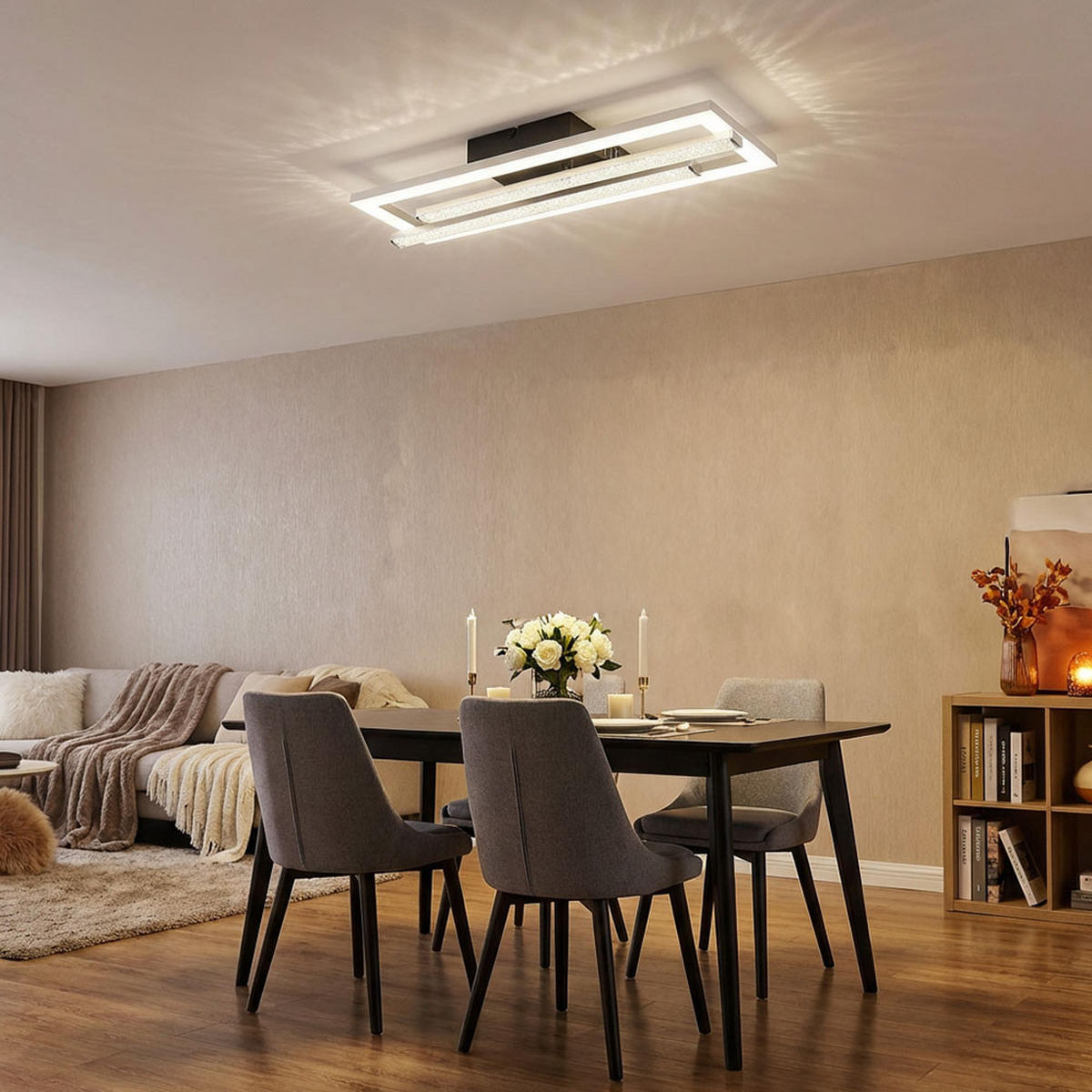 LED DECKENLEUCHTE Kristall Schwarz - Schwarz, Metall (40/37.5/6.3cm) - Globo Lighting