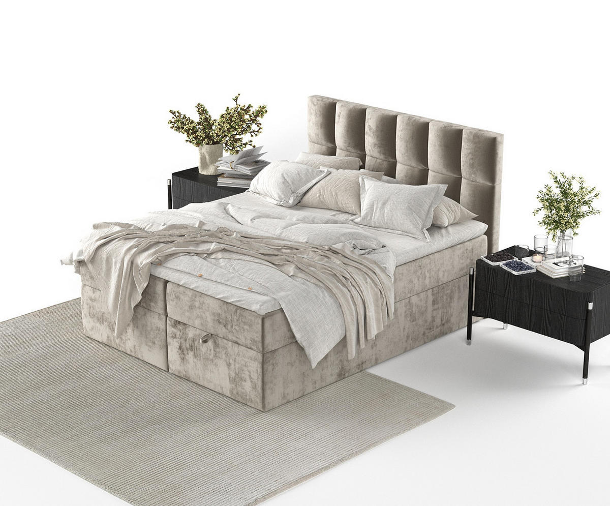 BOXBETT Essence Beige 200/200 cm - Beige/Schwarz, Holz/Holzwerkstoff (200/200cm) - Maison de Reve