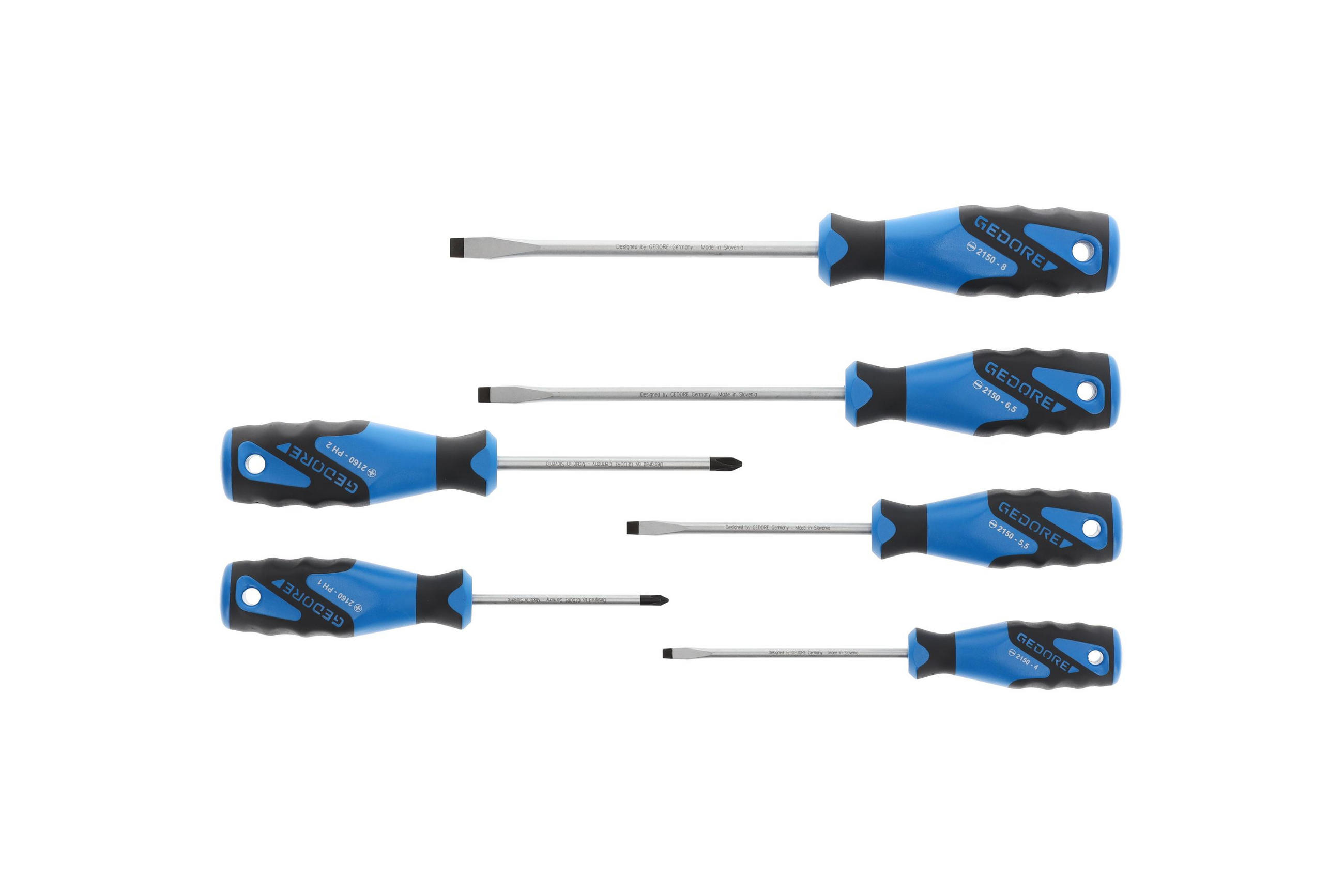 2150-2160 PH-06 3K-SCHRAUBENDREHER-SATZ 6-TEILIG IS 4-8 PH 1-2 - Multicolor, Kunststoff/Metall (18/37cm) - Gedore