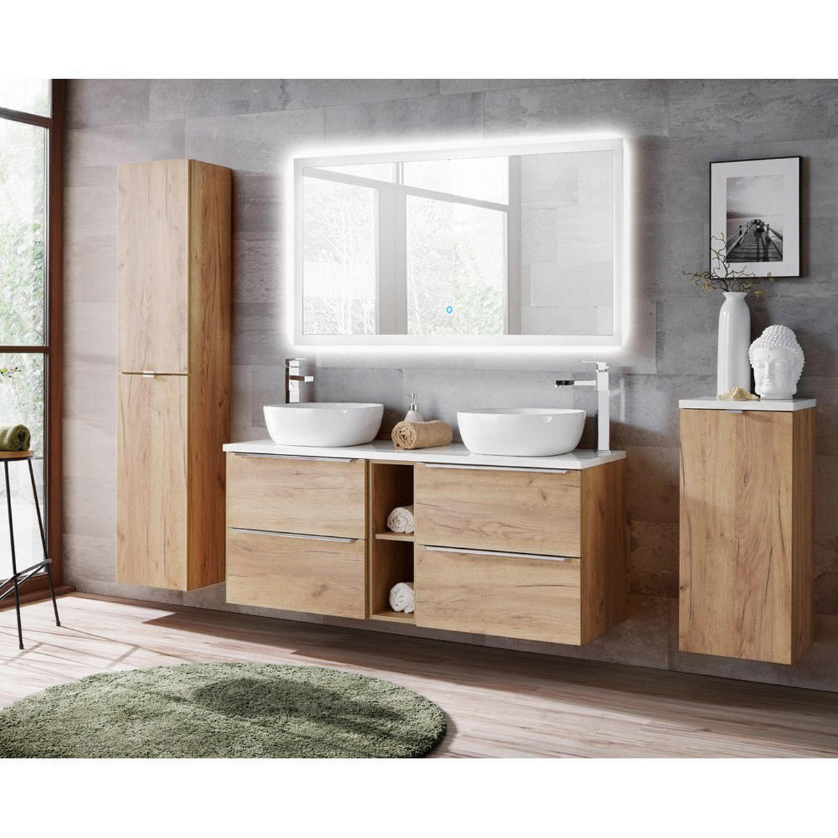 BADMÖBEL-SET 4-TLG. Toskana-56 - Braun, Holzwerkstoff (250/190/46cm) - Lomado