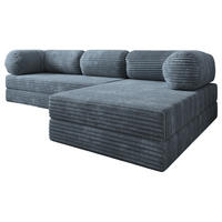 ECKSOFA ETERA modulares Boneless Sofa mit Schlaffunktion Grau Cordstoff - Blaugrau, Textil (270/160cm) - MASSENO