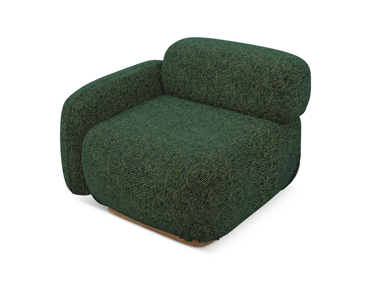 SOFAELEMENT Links Strukturstoff Stoff Grün - Braun/Grün, Holz/Textil (95/73/95cm) - Makamii