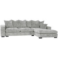 ECKSOFA Dahlia mit Schlaffunktion und Bettkasten in L-Form Rechts - Hellgrau Chenille 285/92/155 cm - Hellgrau/Schwarz, Kunststoff/Textil (155/285cm) - WFL GROUP