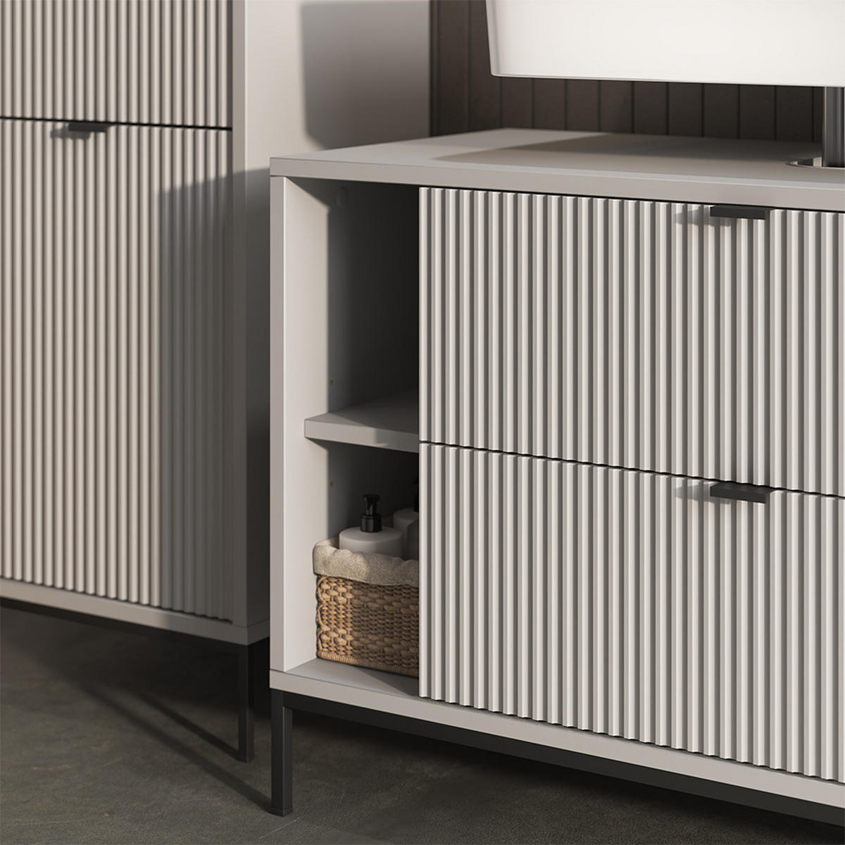 BADMÖBEL-SET Eliza Grau 3 Teile - Grau, Holzwerkstoff (100/63/45.1cm) - Vicco